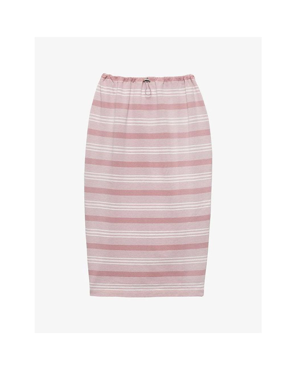 Prada Pink Striped Piqué Cotton Skirt