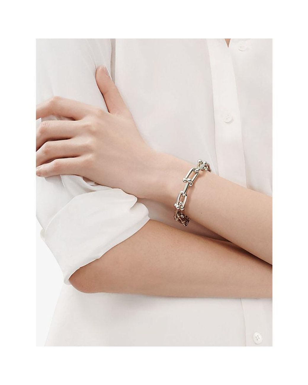 Tiffany & Co Metallic Tiffany Hardwear Link Sterling Bracelet