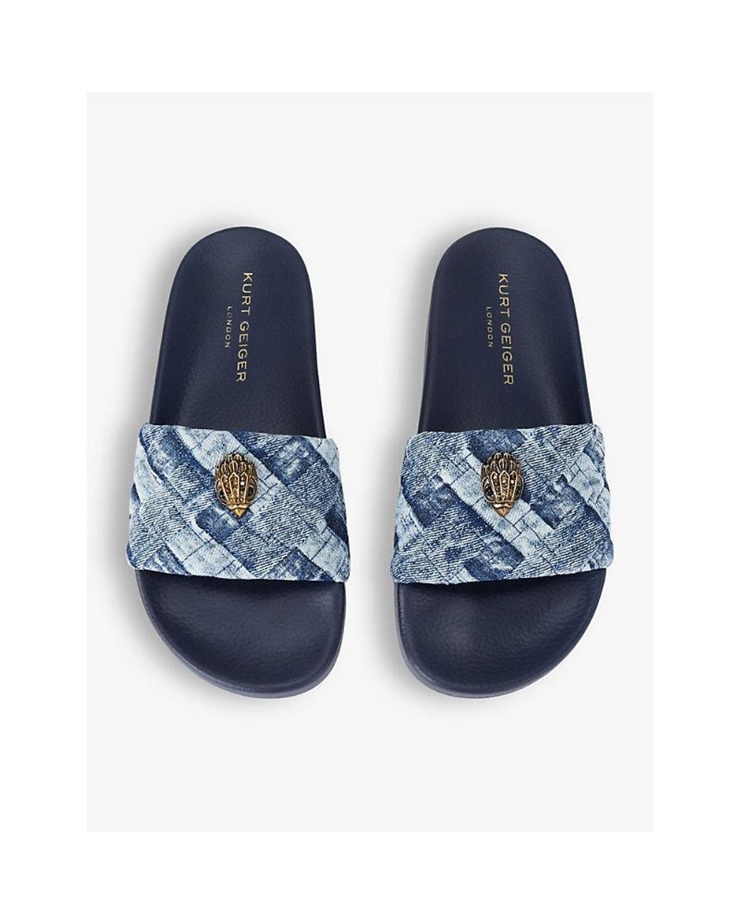 Kurt Geiger Blue Meena Eagle-Embellished Sliders