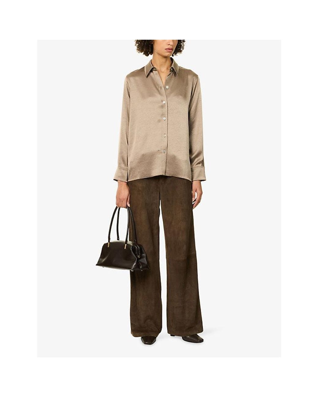 Citizens of Humanity Natural Tullah Classic-Collar Satin Shirt