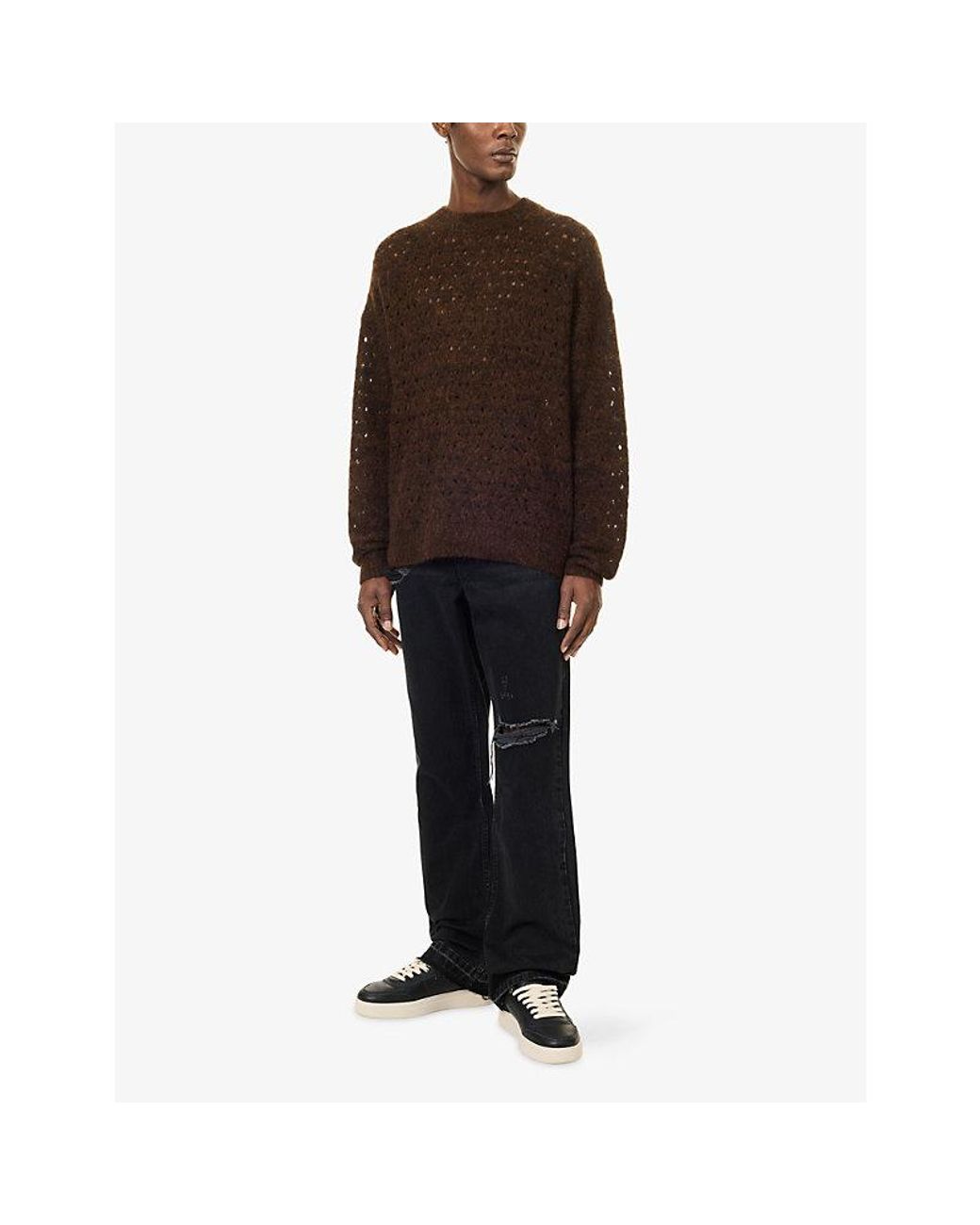 Represent Brown Vandal Brand-Patch Wool-Blend Jumper for men