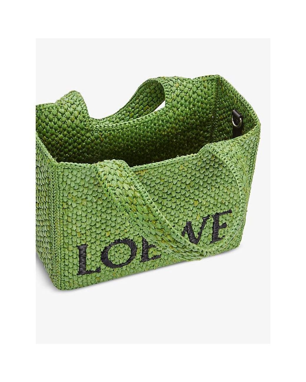 Loewe X Paula's Ibiza Small Raffia Tote Bag in Green