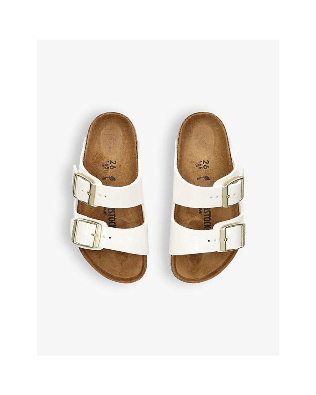 Birkenstock White Arizona Double-Strap Patent-Leather Flat Sandals