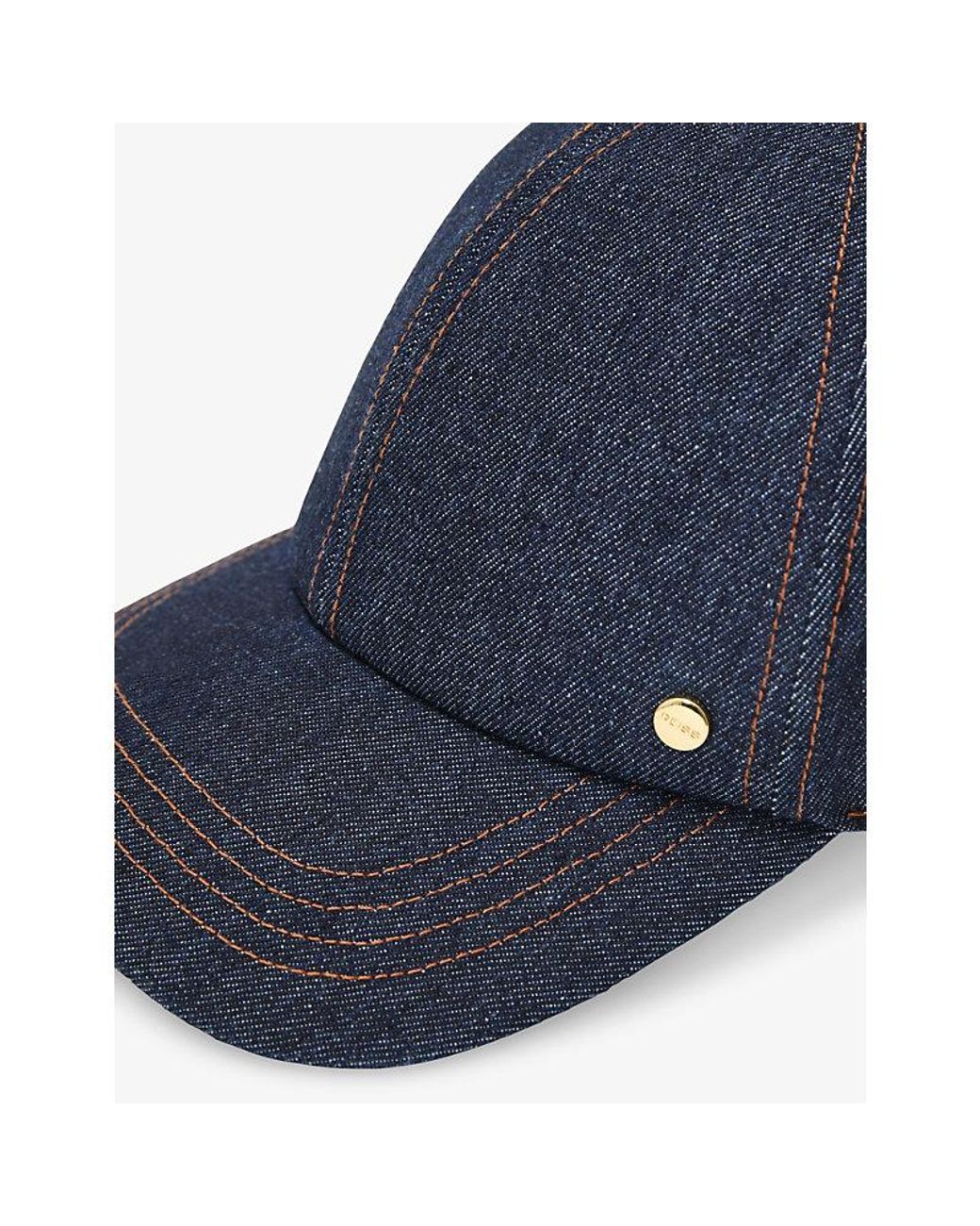 Reiss Blue Winnie Contrast-Stitching Denim Cap