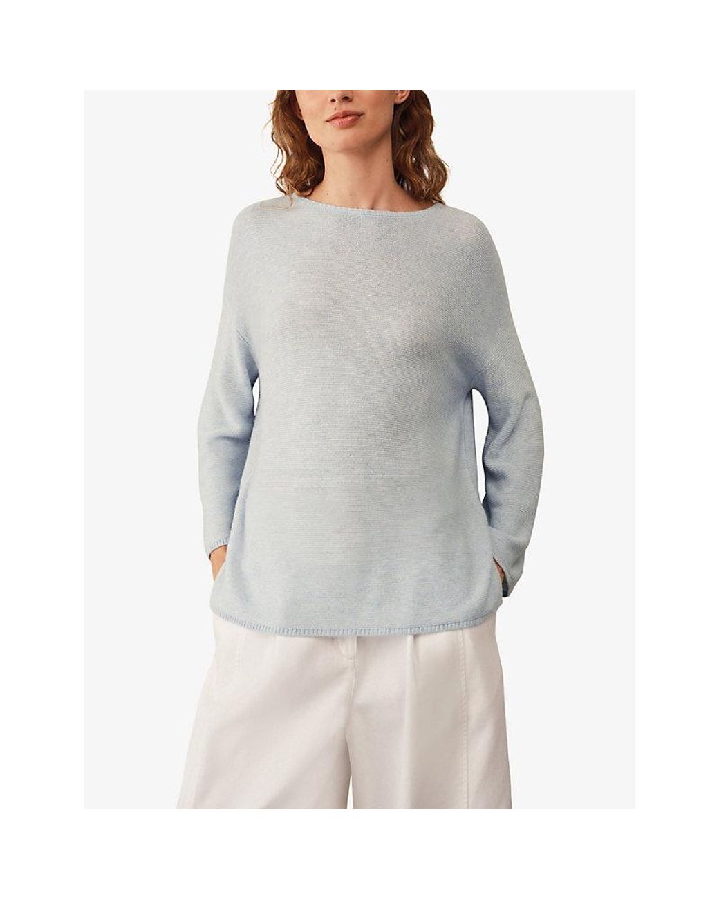 The White Company White Textured Stitch Wool-Blend Jumper