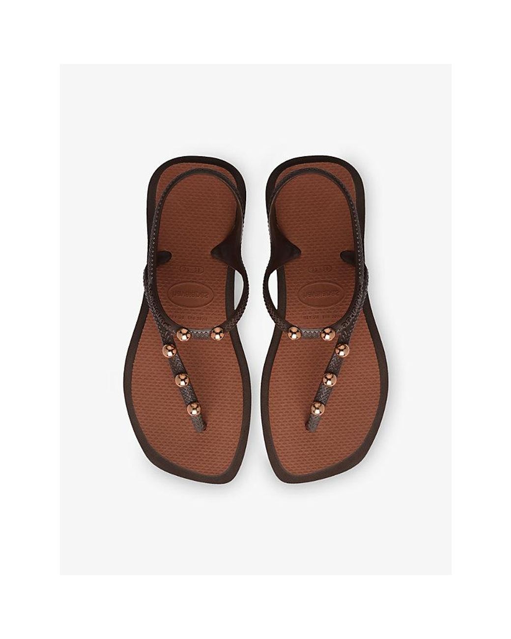 Havaianas Brown Flash Fusion Studded Rubber Flip-Flops