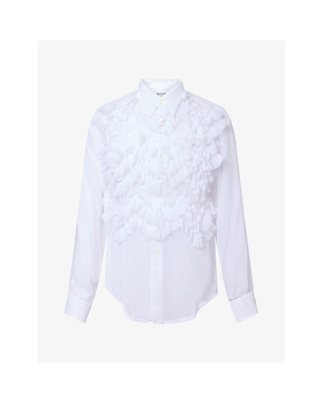 Comme des Garçons White Ruffle Sheer Chiffon Blouse