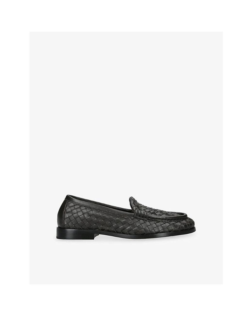 Bottega Veneta Black Silenzio Intrecciato Leather Loafers