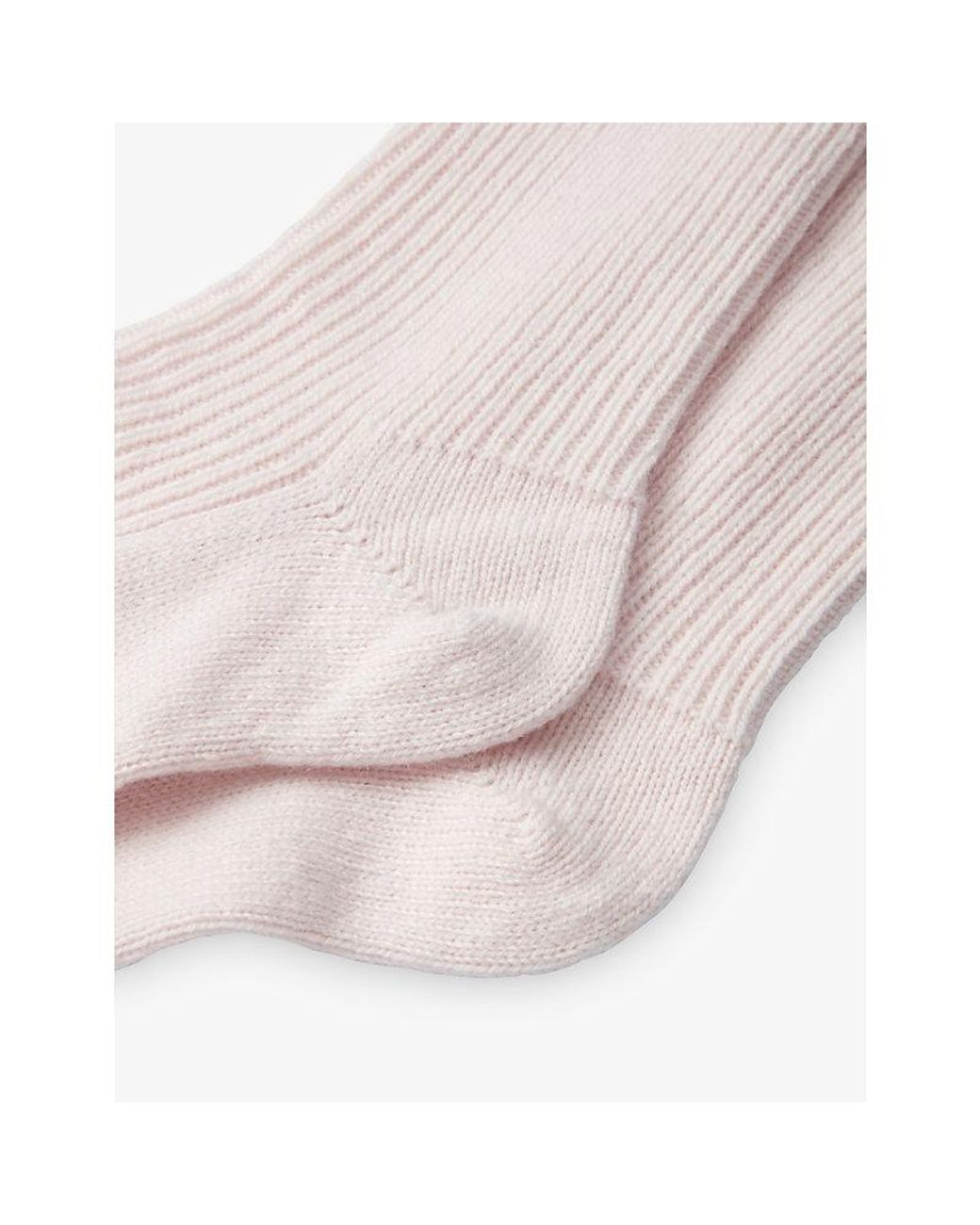 The White Company Pink Ribbed Mid-Calf Cashmere Bed Socks