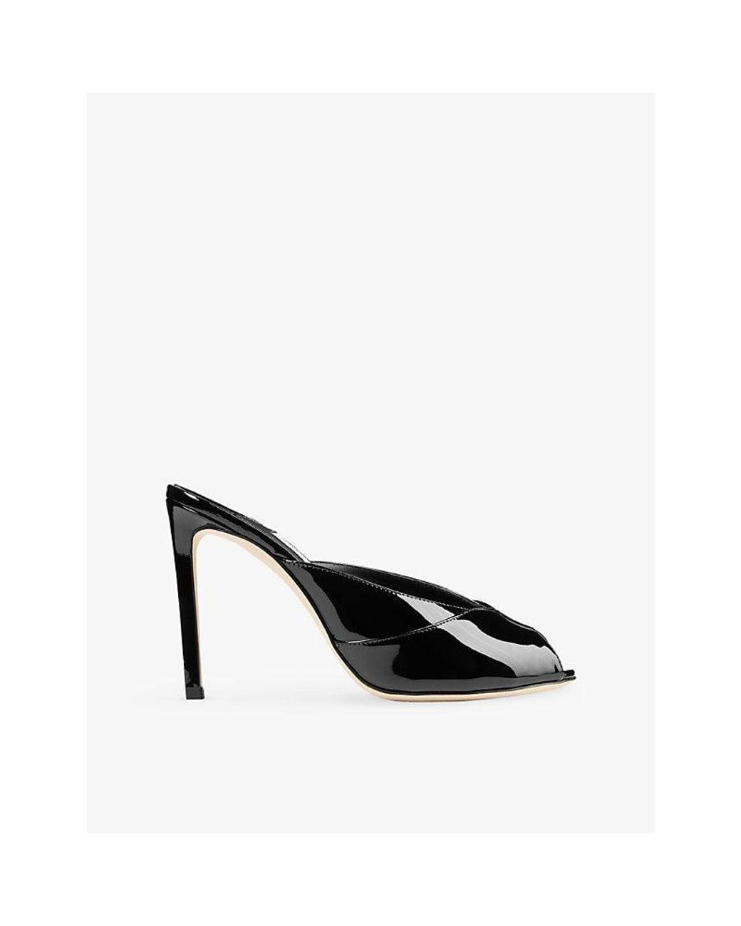 Jimmy Choo Black Brigitte 100 Patent Leather Mules