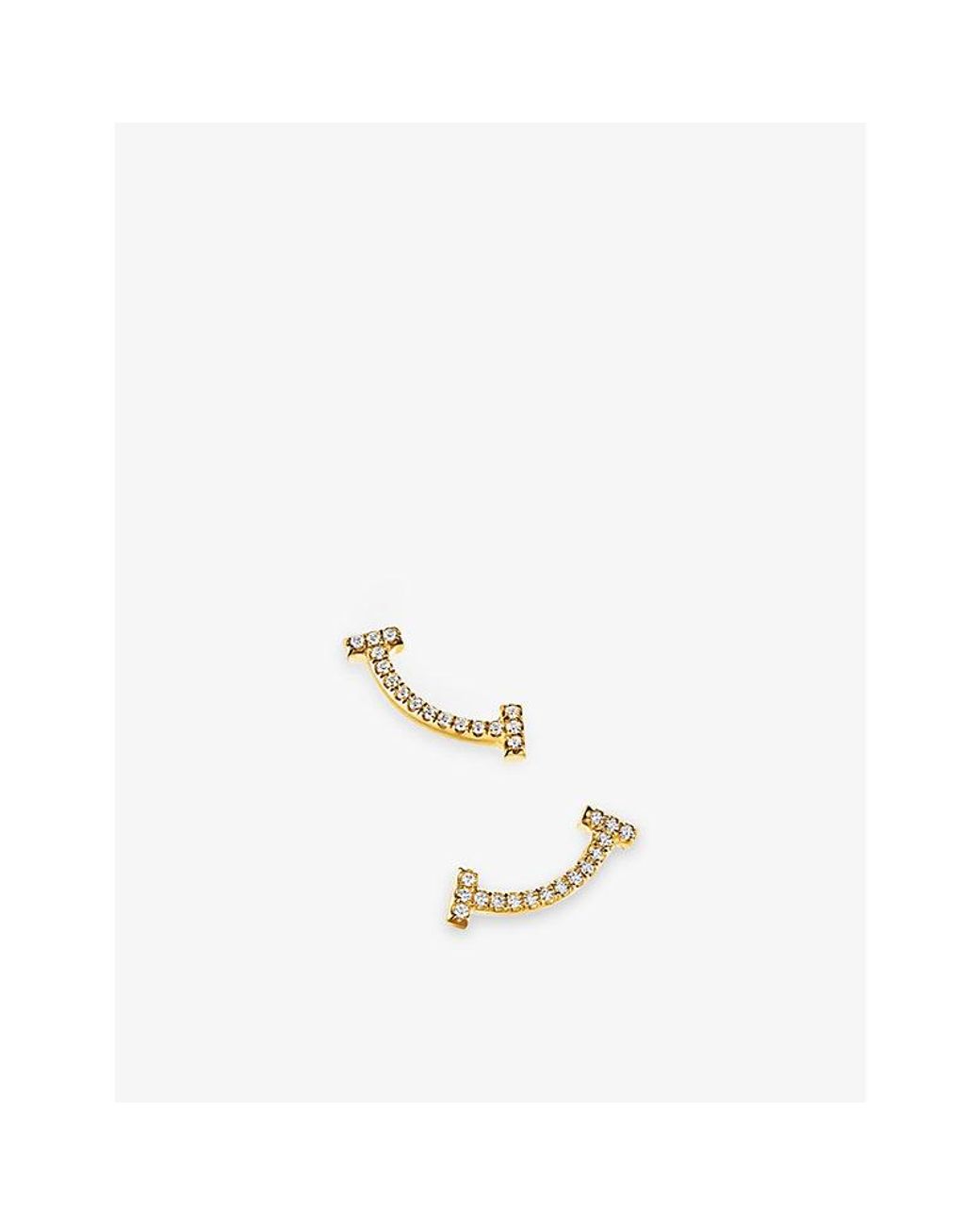 Tiffany & Co Metallic Tiffany T Smile 18Ct- And Diamond Earrings