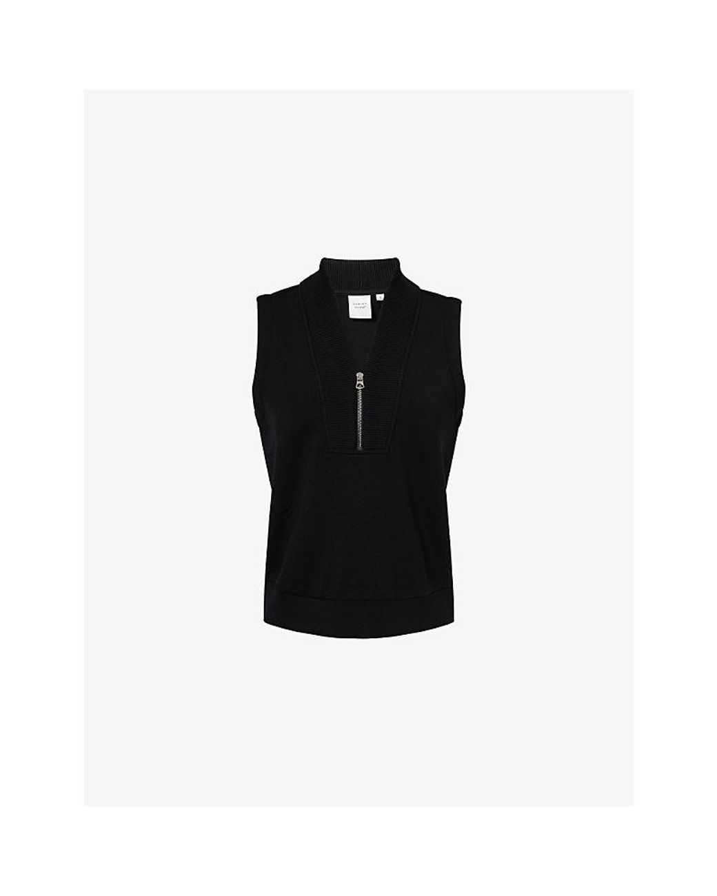 Varley Black Beau Sleeveless Stretch-Jersey Sweatshirt