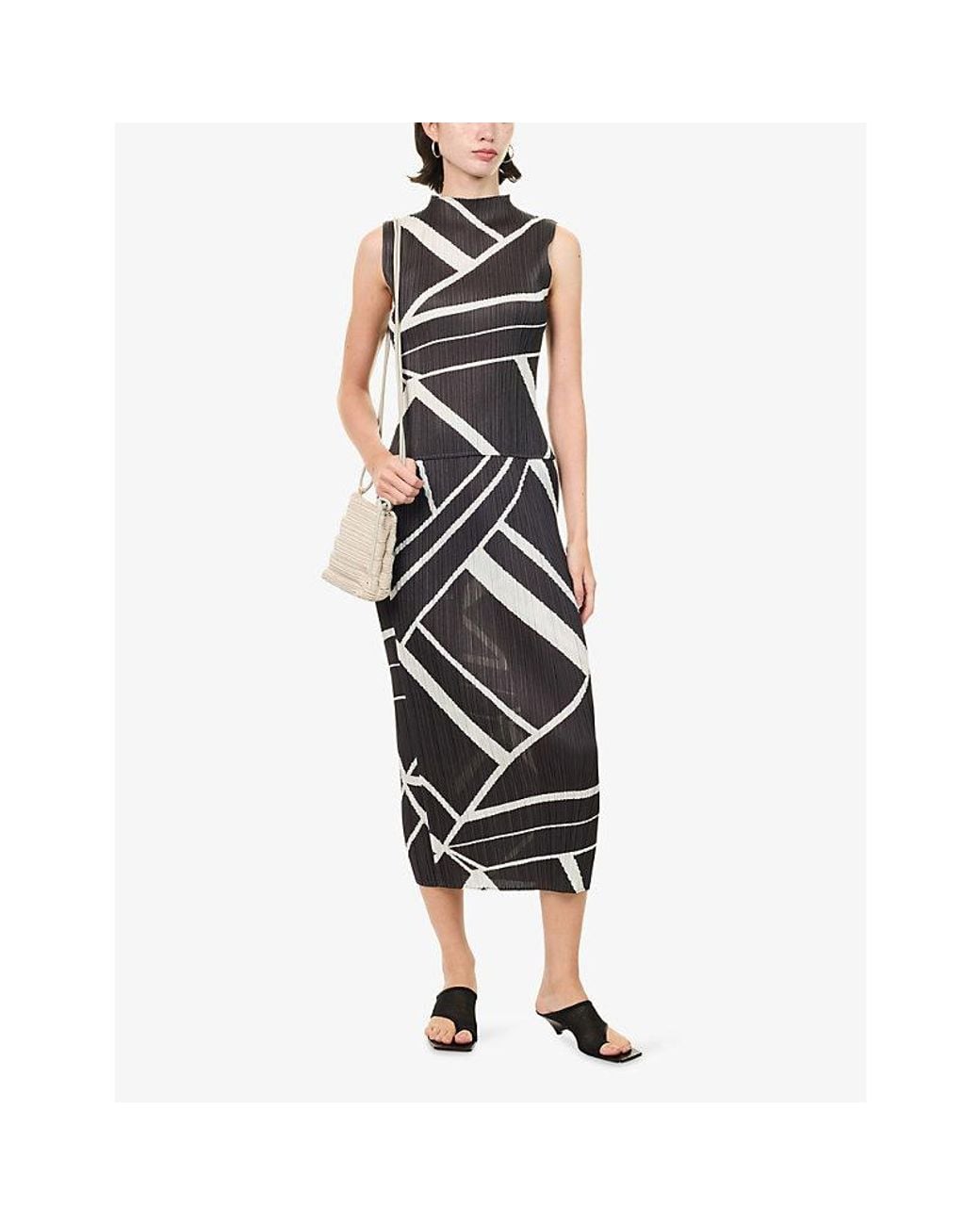 Pleats Please Issey Miyake Black Fold Sleeveless Knit Top