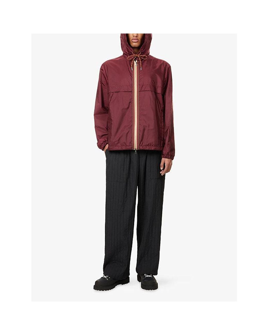 Moncler Red Nidge Hooded Shell Jacket for men