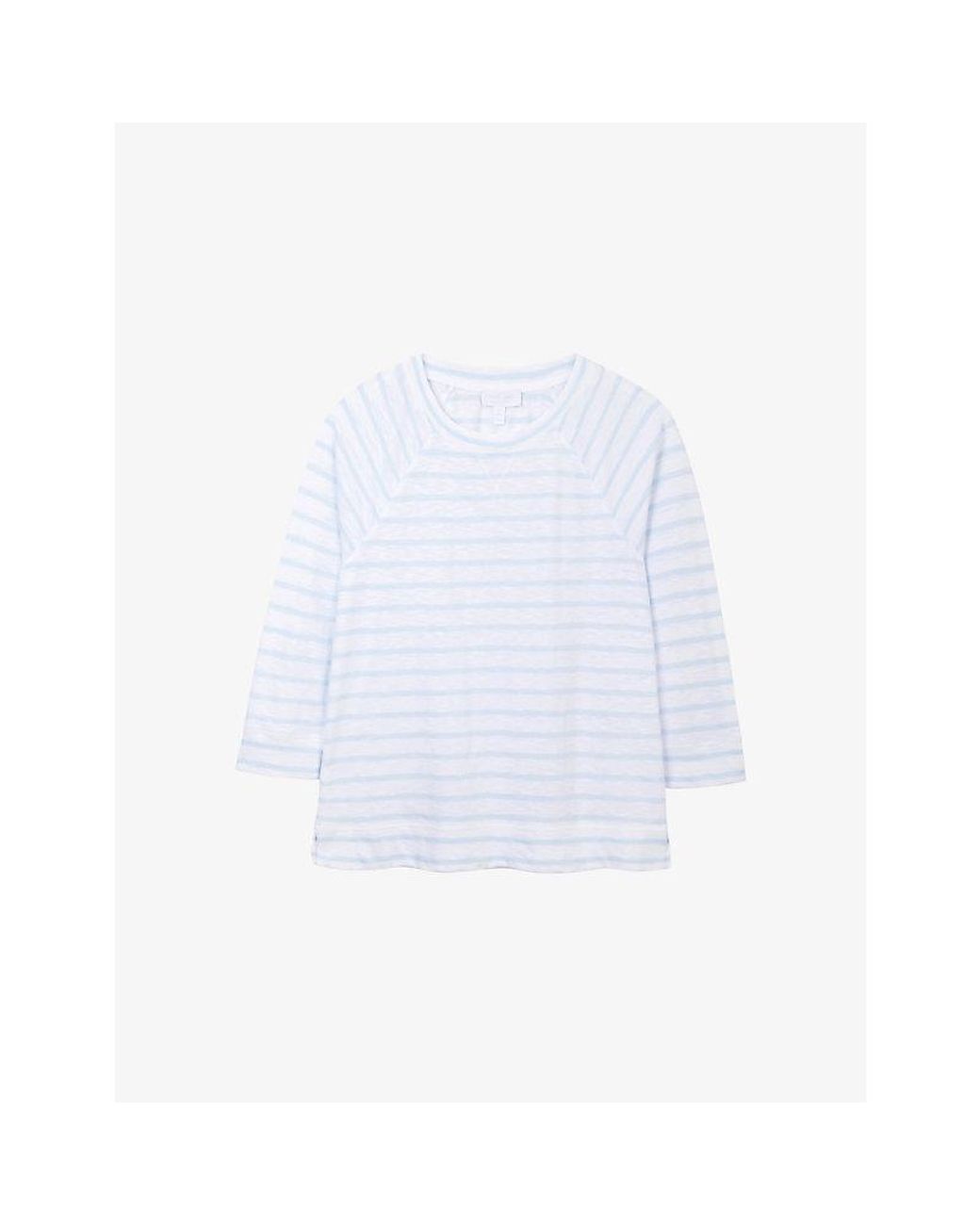 White Comp The White Company Stripe-Print Cotton-Jersey Top in White | Lyst