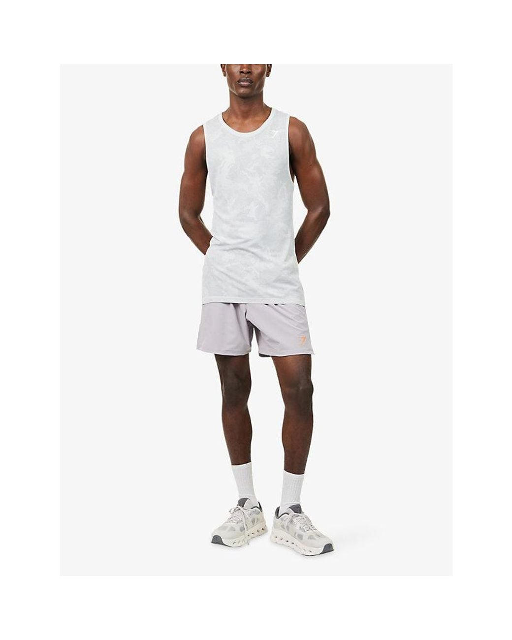 GYMSHARK White Geo Seamless Stretch-Woven Tank Top for men