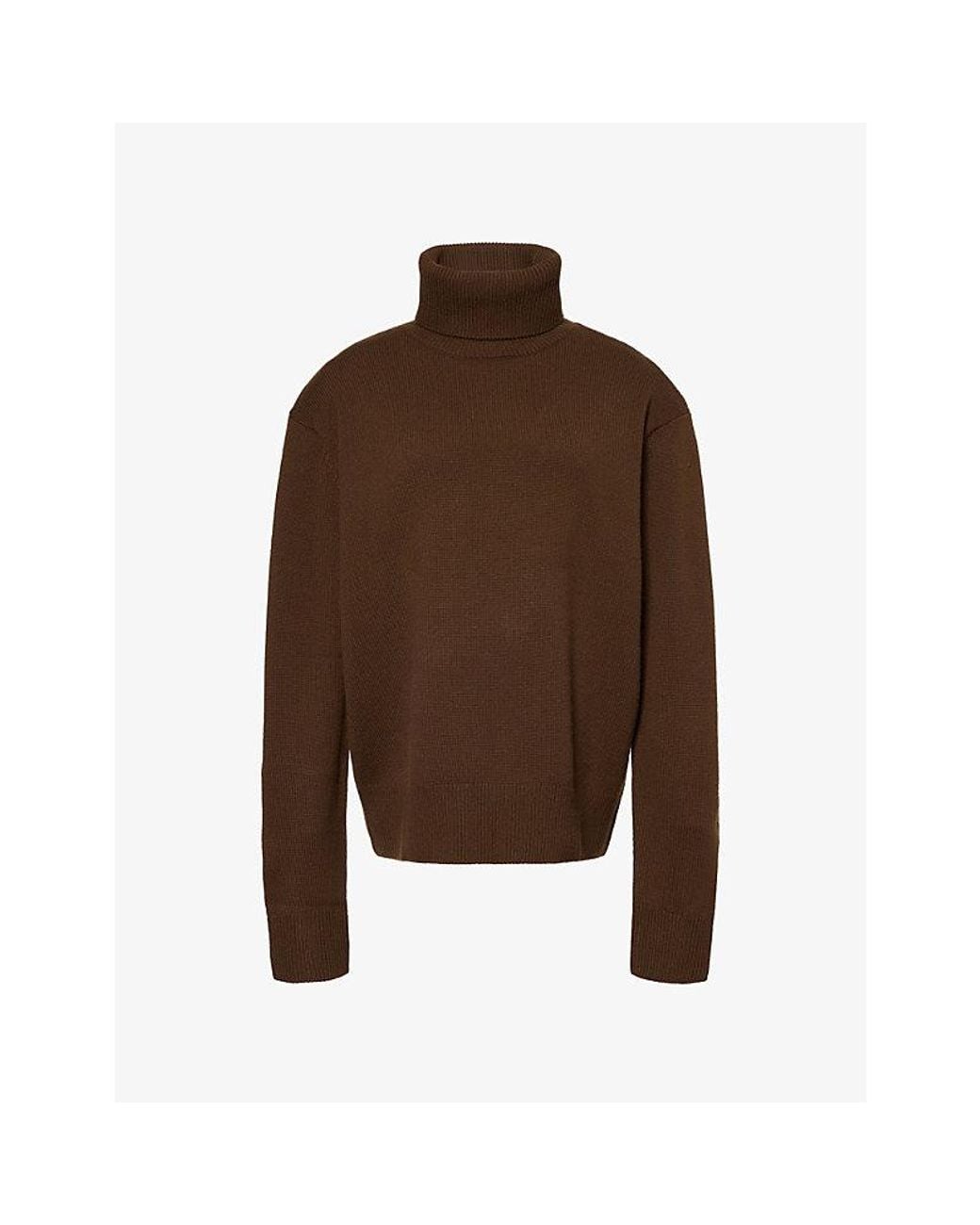 Frankie Shop Brown Gala Padded Turtleneck Wool Jumper