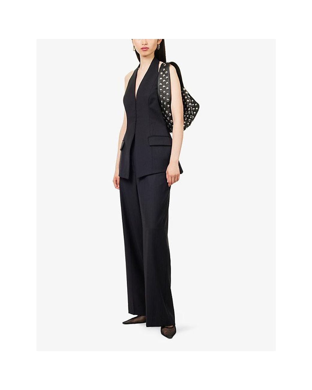 Camilla & Marc Blue Orban Wide-Leg Wool-Blend Trousers