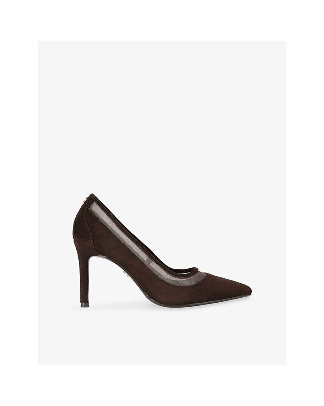 Carvela Kurt Geiger Brown Positano Mesh-Panel Suede Heeled Courts