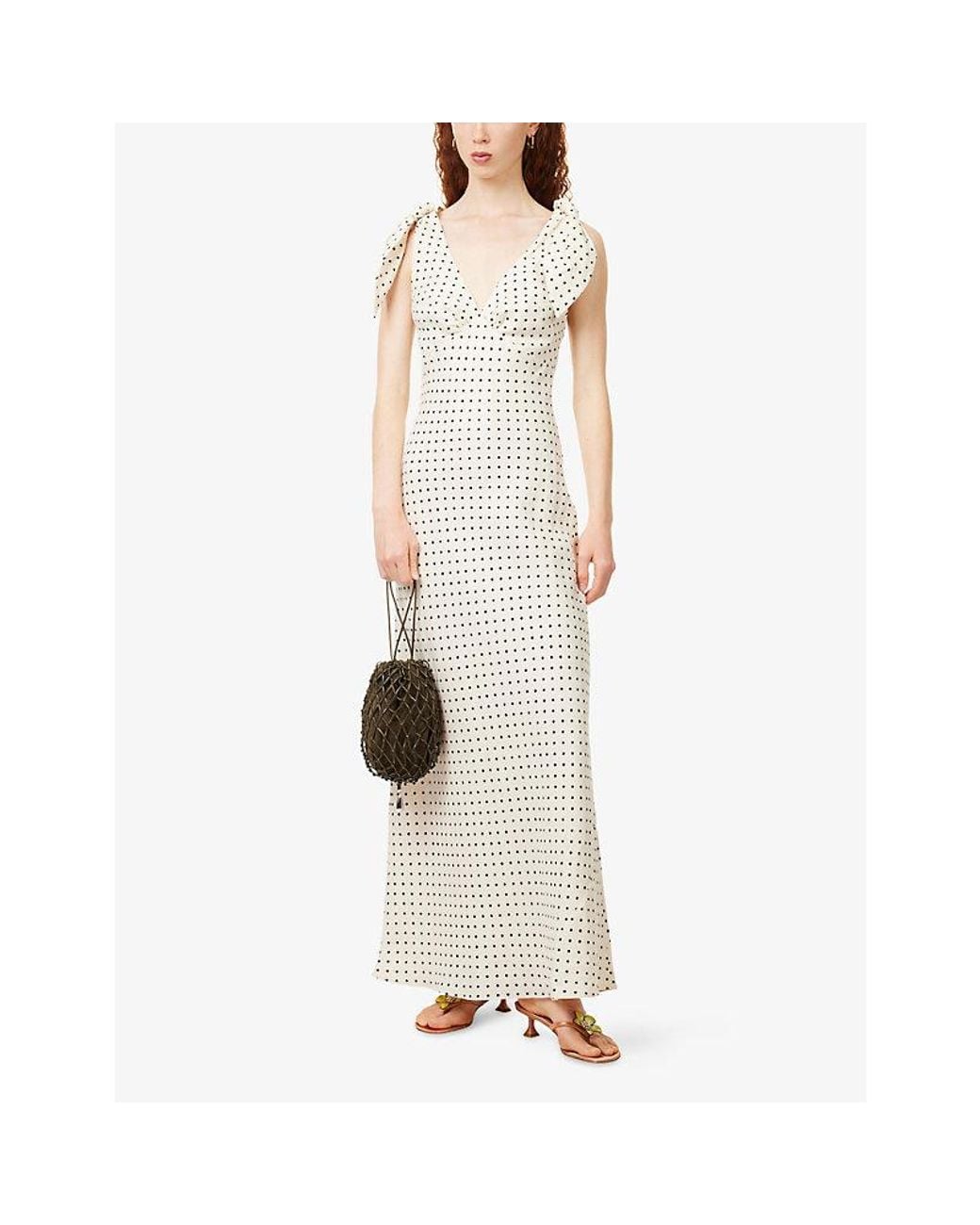 Faithfull The Brand White Solana Polka Dot-Print Linen Maxi Dress