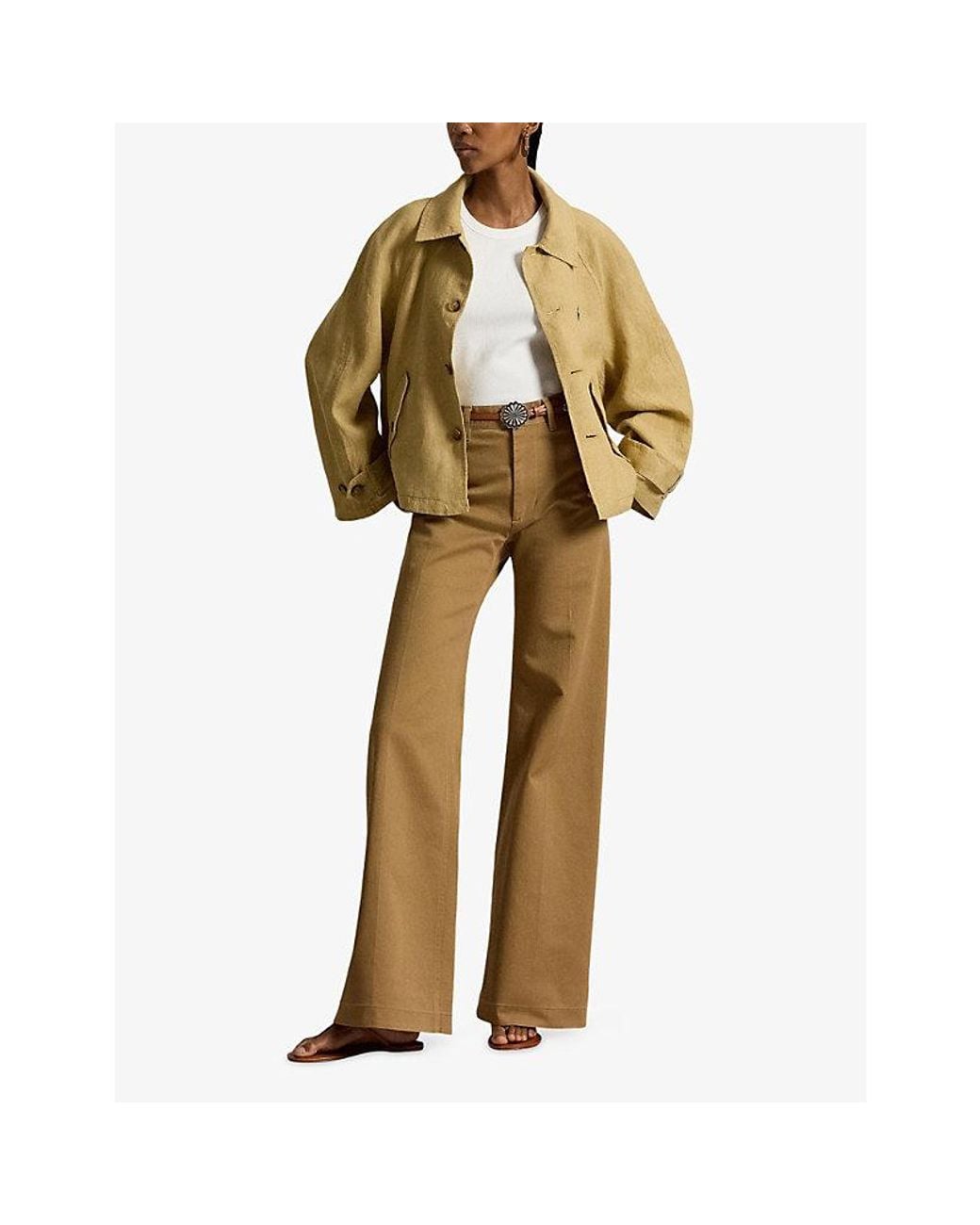 Polo Ralph Lauren Yellow Relaxed-Fit Logo-Embroidered Linen Jacket