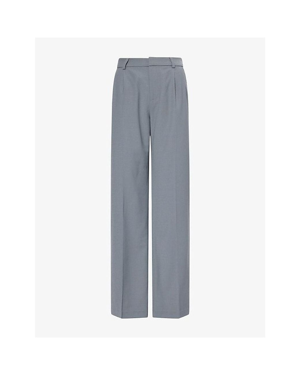Huishan Zhang Gray Lucian Wide-Leg Wool Trousers
