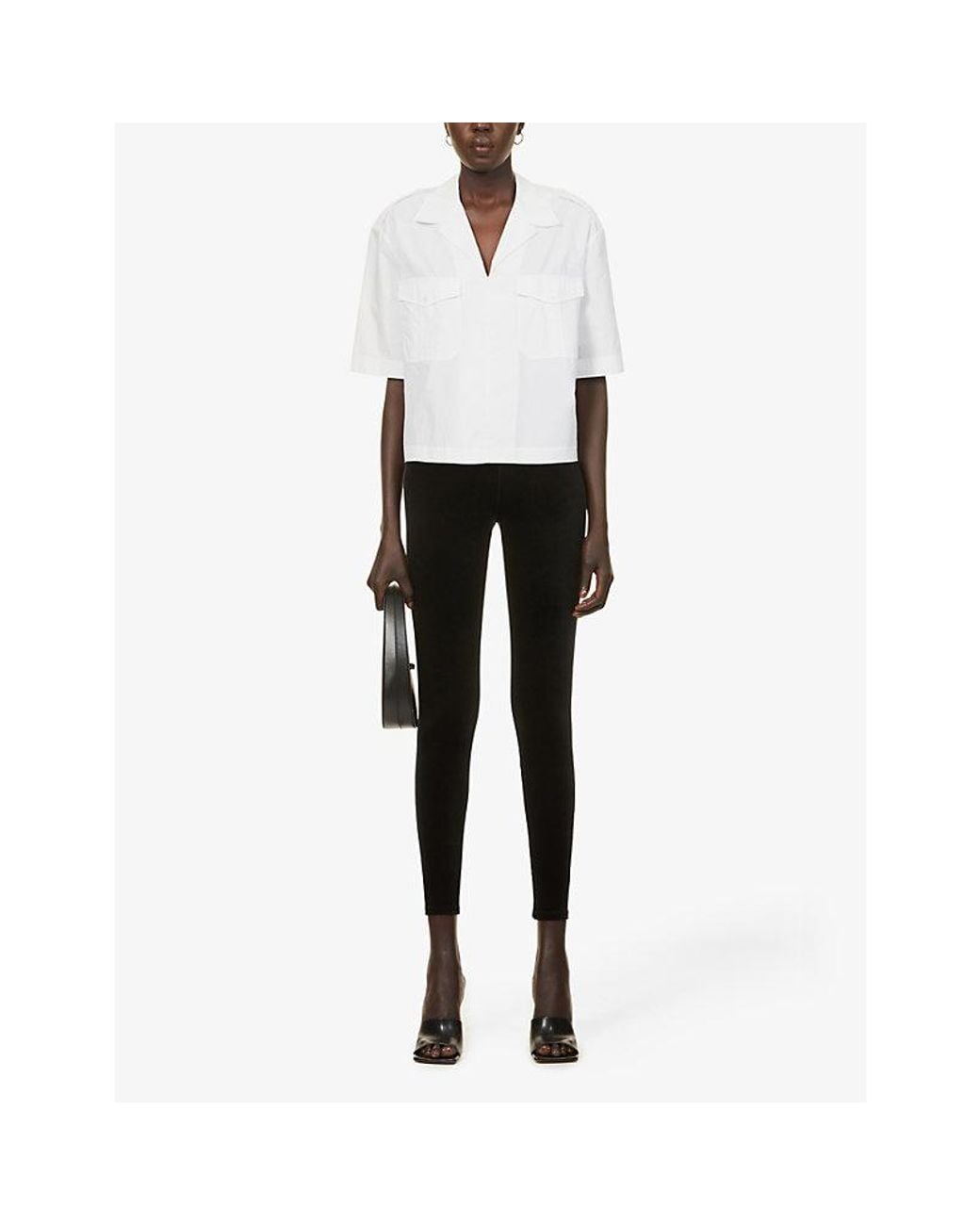 Commando Black High-Rise Elasticated-Waistband Velvet Leggings