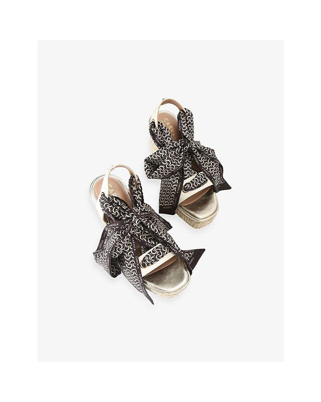 Carvela Kurt Geiger Multicolor Sorrento Scarf Faux-Leather Wedges