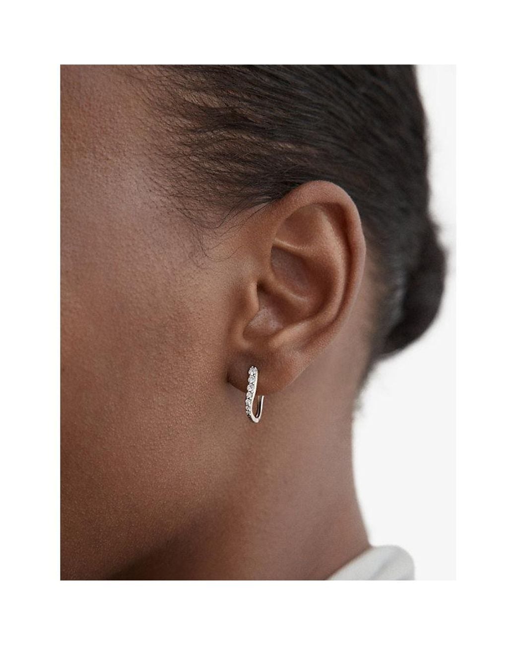 Monica Vinader Metallic Riva Pavé Diamond Small Sterling- And Lab Grown Diamond Hoop Earrings