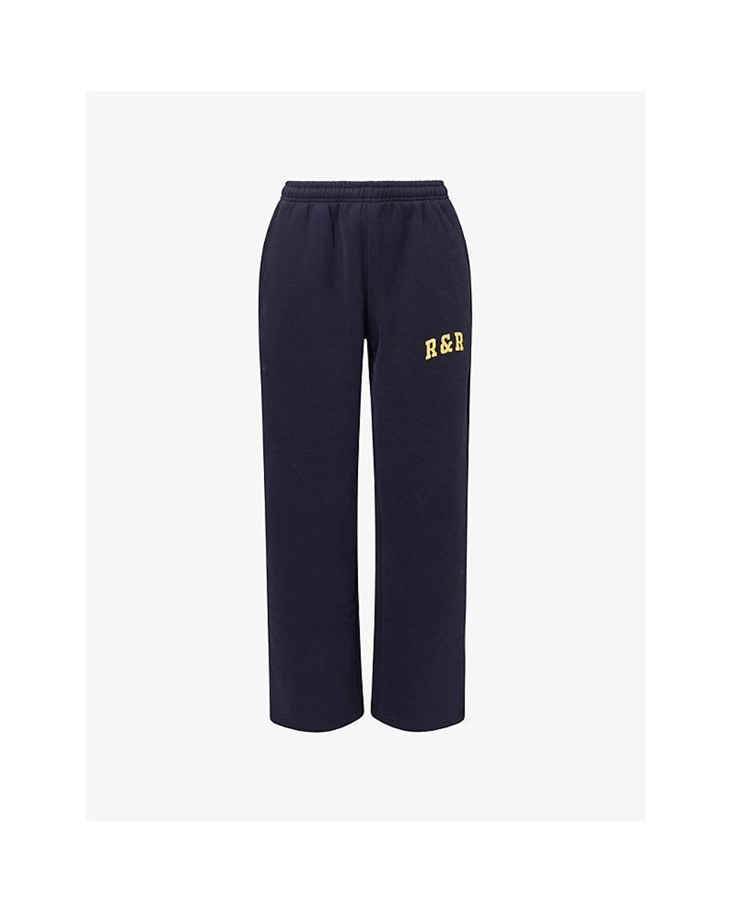 Ru & Rocka Blue Varsity Logo-Print Jersey Jogging Bottoms