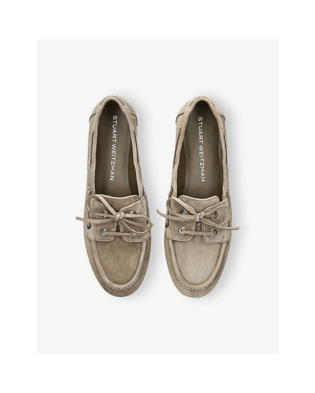 Stuart Weitzman White Tinsley Suede Moccasins