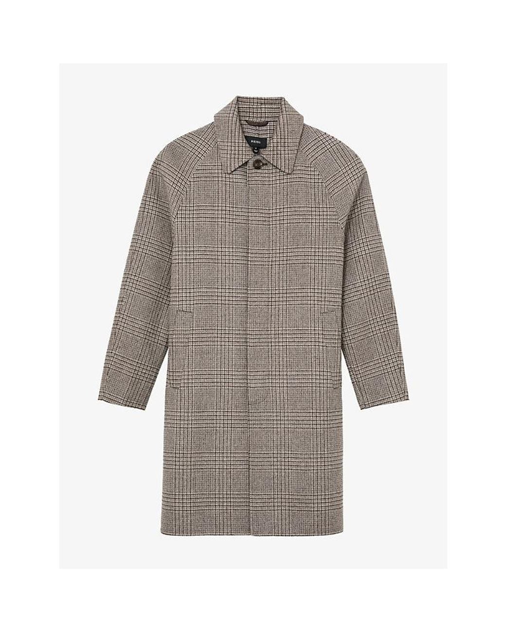 Reiss Gray Morpeth Checked Wool-Blend Coat for men