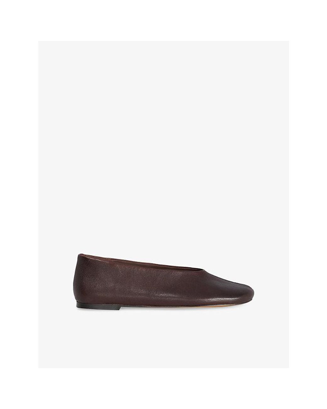 Dune Brown Highway Leather Ballet Flats