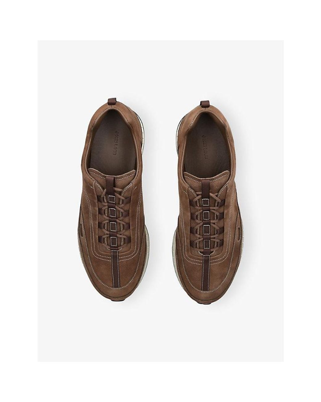 John Lobb Brown Stream Suede Trainers for men