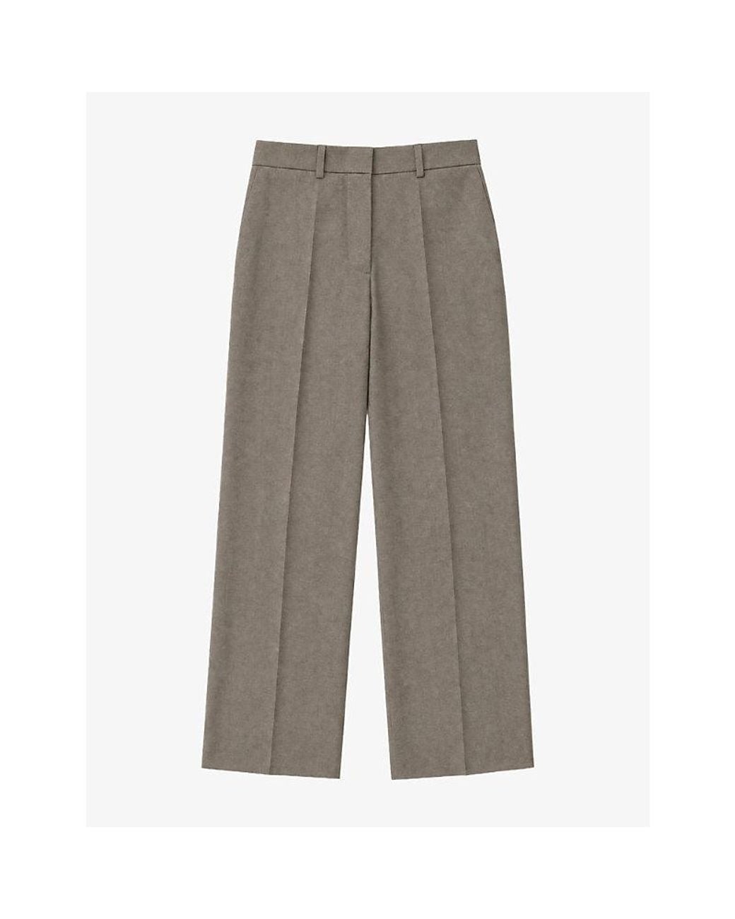 The Kooples Gray Wide-Leg Regular-Fit Wool Trousers