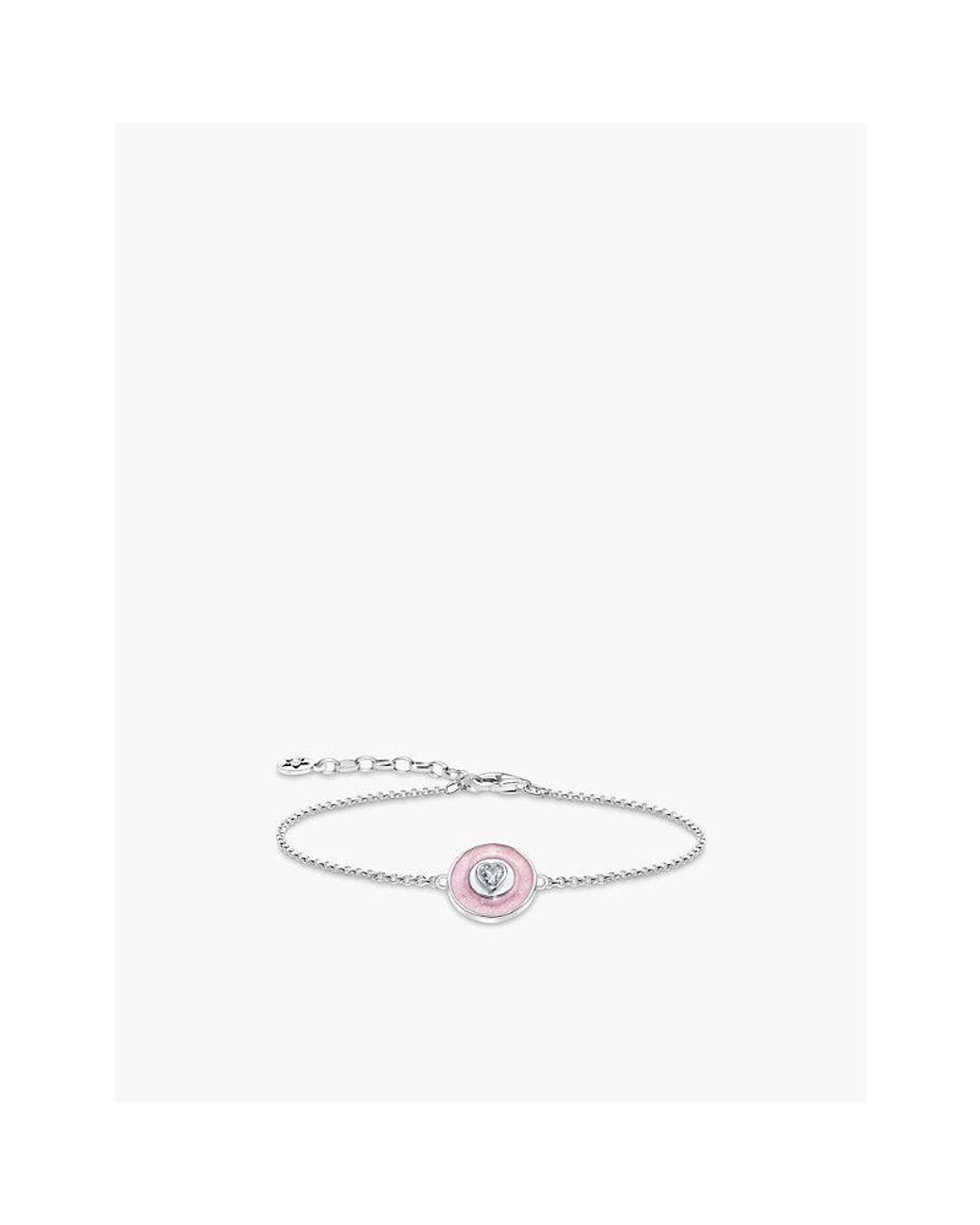 Thomas Sabo White Heart 925 Sterling- Enamel And Zirconia Chain Bracelet