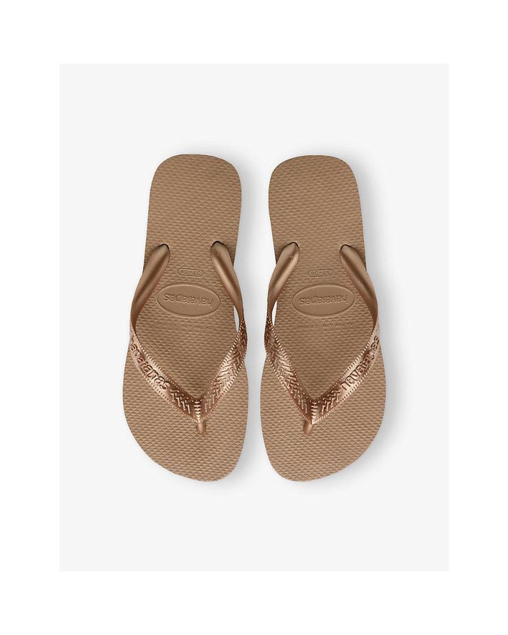 Havaianas Brown Top Tiras Metallic Rubber Flip-Flops
