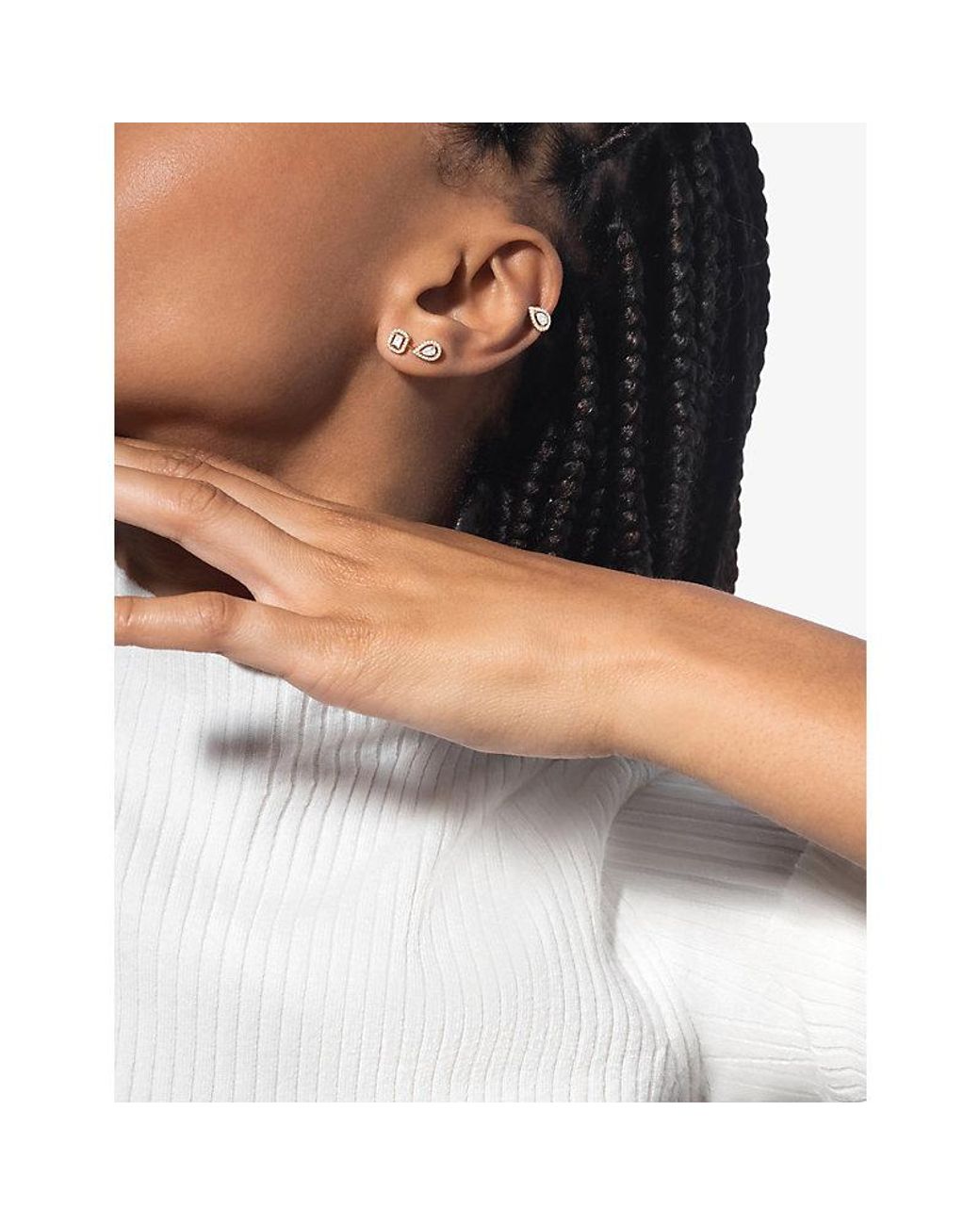 Messika White My Twin Three-Set 18Ct And 0.44Ct Diamond Stud Earrings