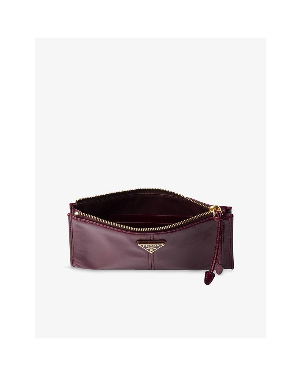 Prada Purple Triangle-Logo Leather Pouch