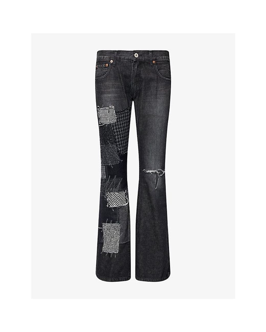 Junya Watanabe Blue Patchwork Faded-Wash Denim Jeans