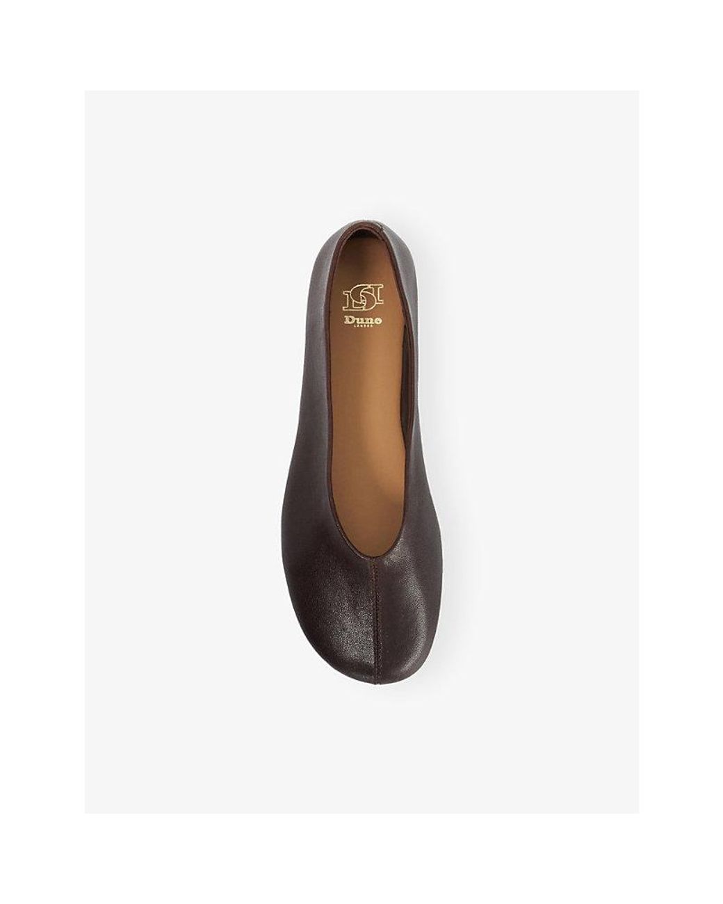 Dune Brown Highway Leather Ballet Flats
