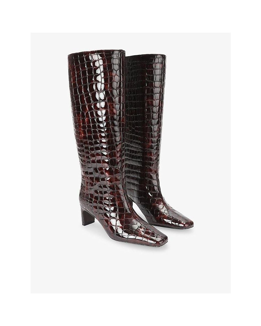 Steve Madden Brown Jendi Heeled Patent-Leather Knee-High Boots