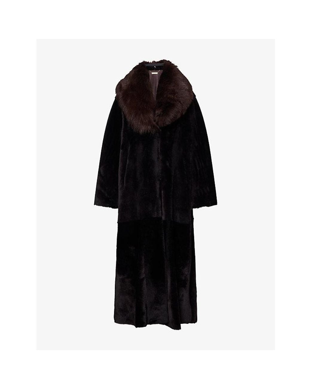 Nour Hammour Black Astoria Longline Shearling Coat