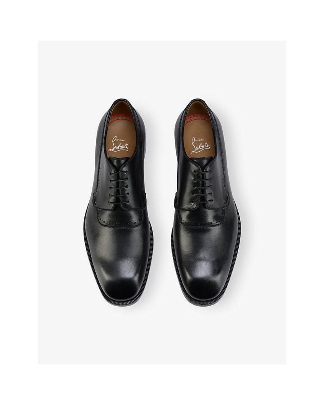 Christian Louboutin Black Sartoby Leather Flat Derby Shoes for men
