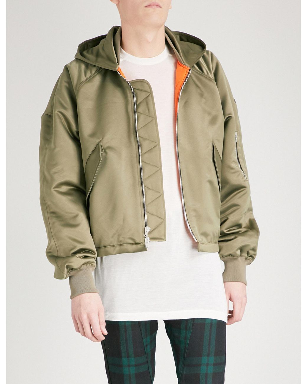 Fear Of God Hooded Satin Bomber Jacket in Green for Men | Lyst Canada