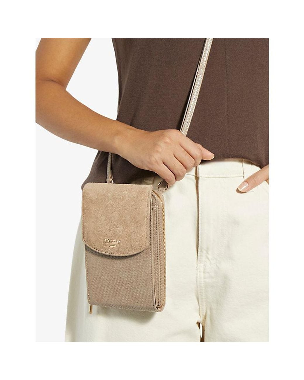 Dune Natural Sunrise Faux-Leather Phone Cross-Body Bag