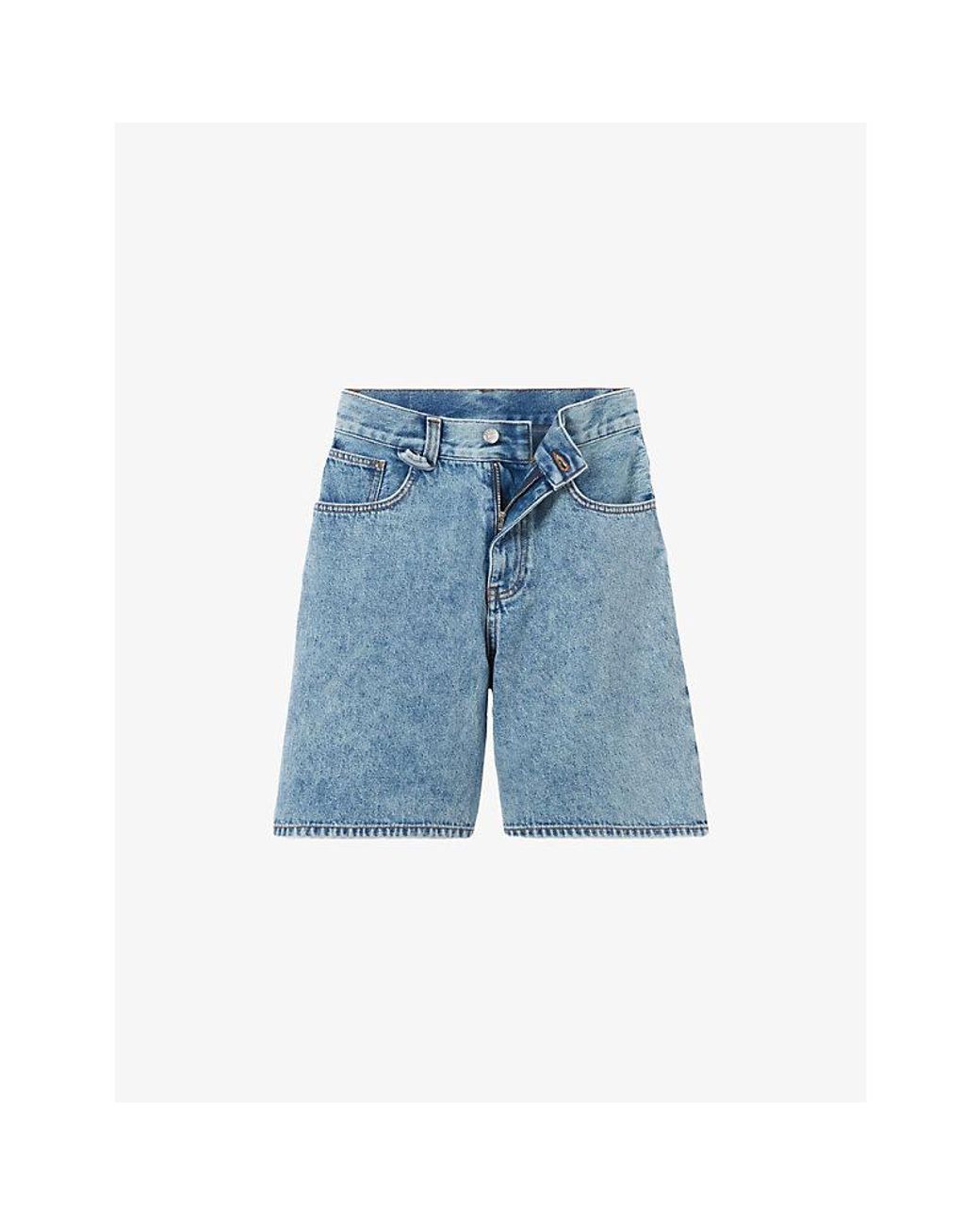 Claudie Pierlot Blue Straight-Leg Faded Denim Shorts