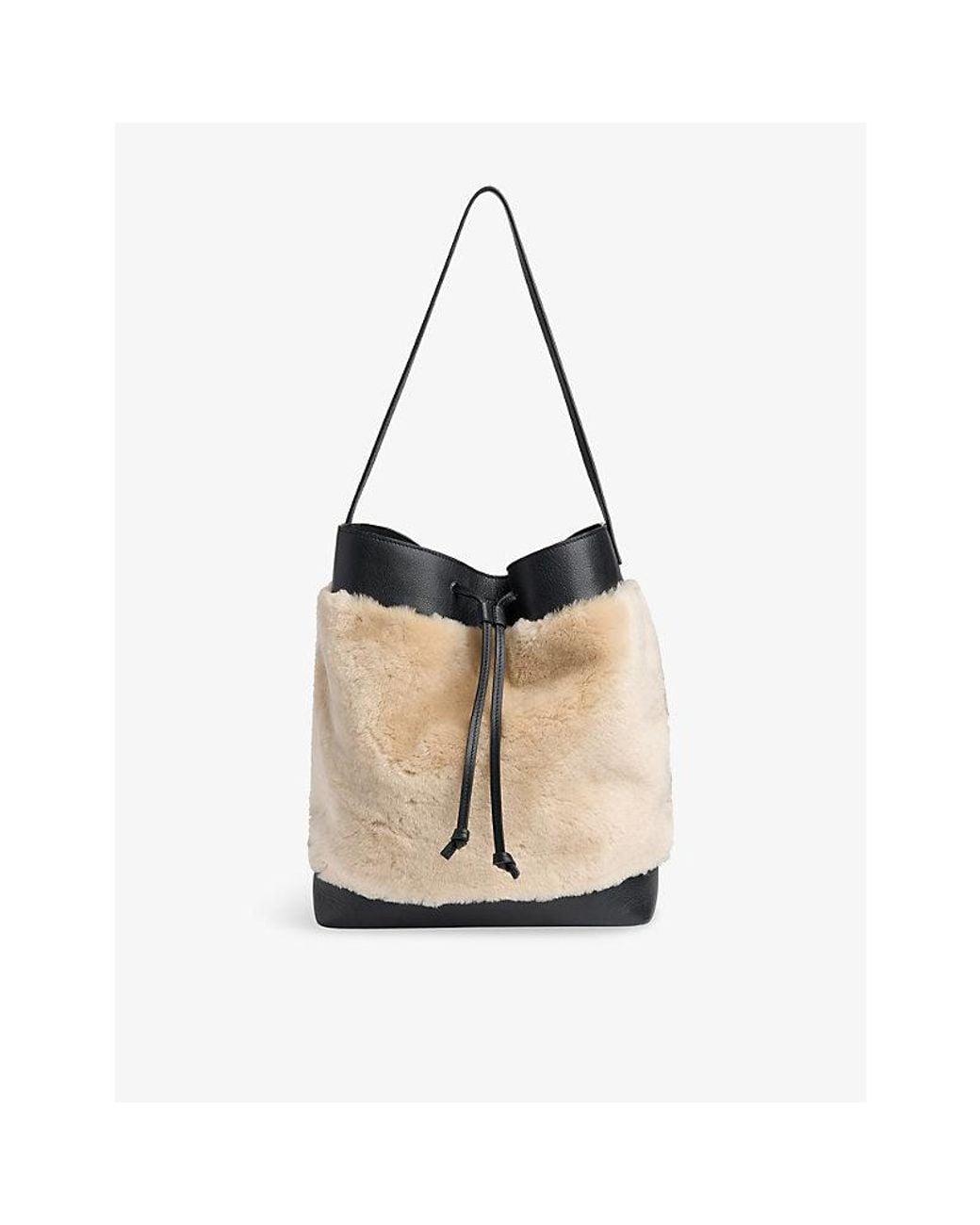 Whistles Natural Sasha Shearling And Leather Tote Bag