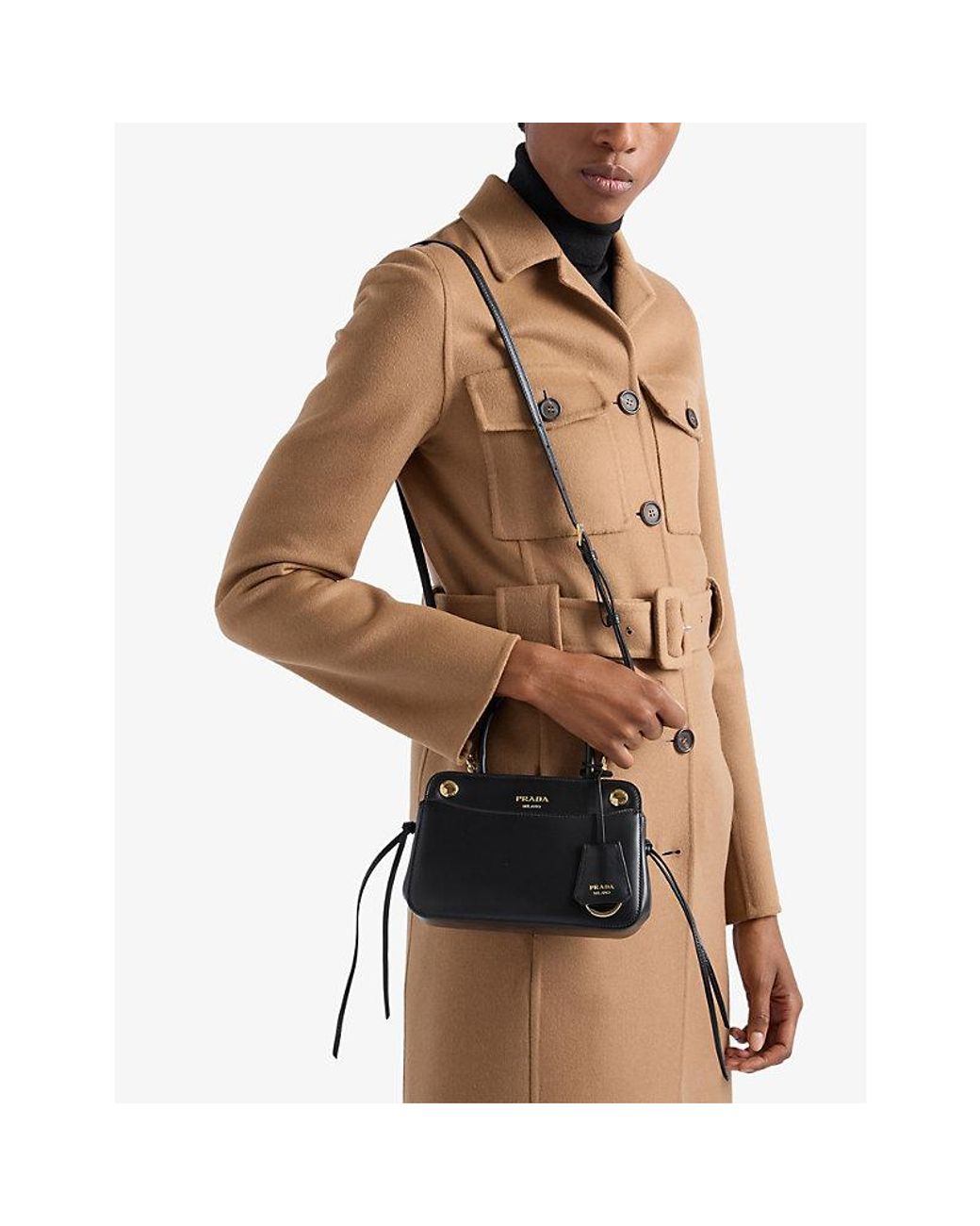 Prada Black Carry Mini Leather Top-Handle Bag