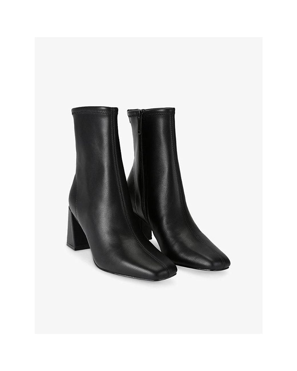 Kurt Geiger Black Sam Block-Heel Faux-Leather Ankle Boots